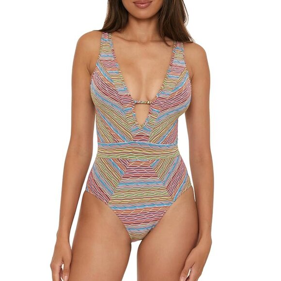 NWT Becca Free Spirit One Piece Plunge Swimsuit - Picture 1 of 5